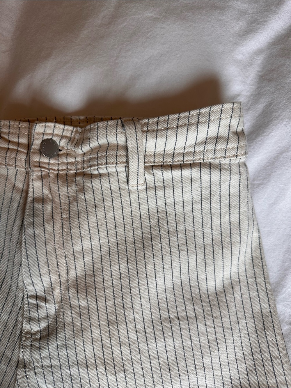 Cream Pinstripe Shorts